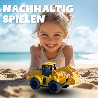BIOPLAY® Bagger Spielzeug ab 2 Jahre | Bio Kunststoff | Bewegliche Baggerschaufel | Nachhaltiges Spielzeug ab 18 Monate für Jungen und Mädchen | Indoor und Outdoor | Baustellenfahrzeug