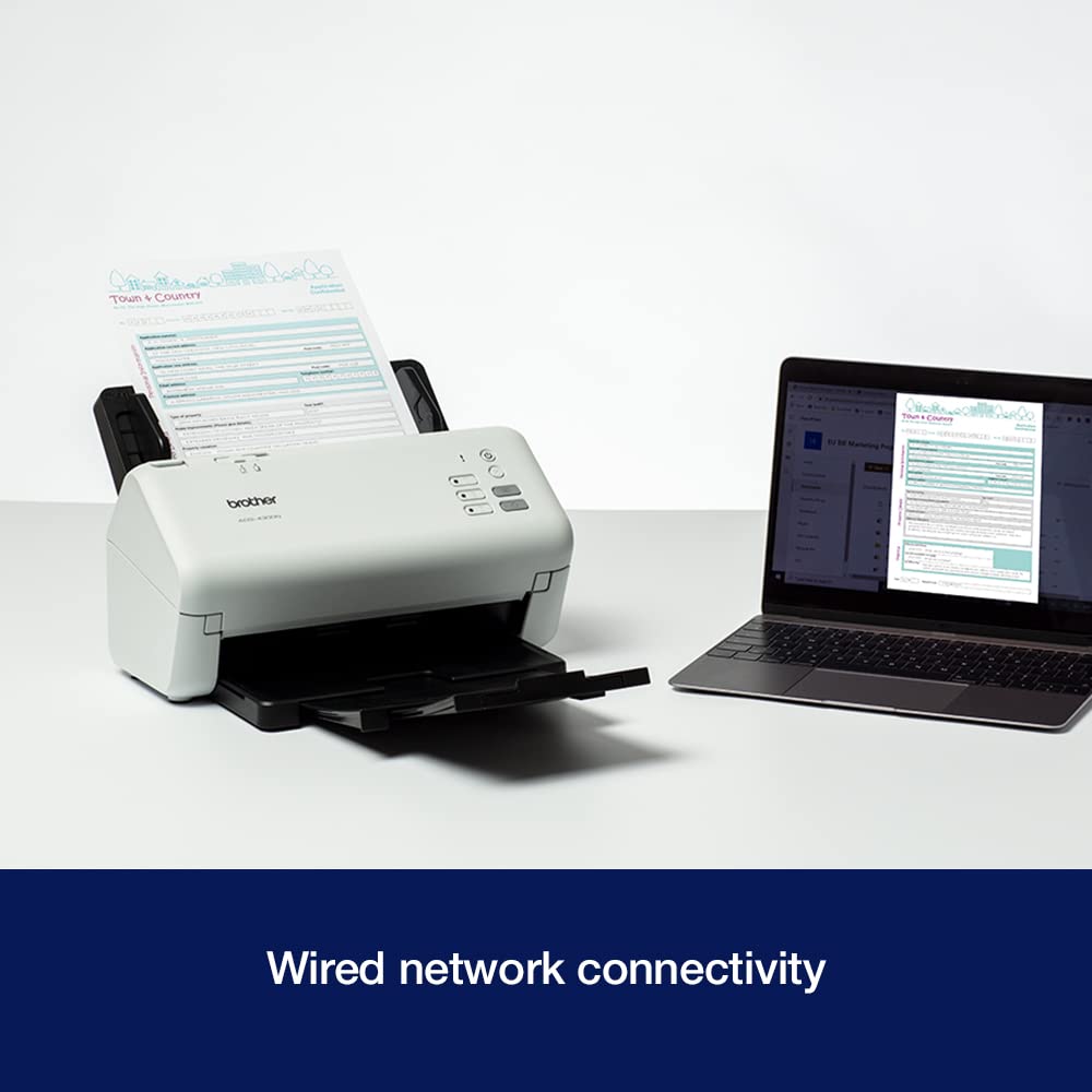 Brother ADS-4300N Desktop-Dokumentenscanner, SuperSpeed USB 3.0, doppelseitig, erweiterte Bildaufnahme, UK-Stecker