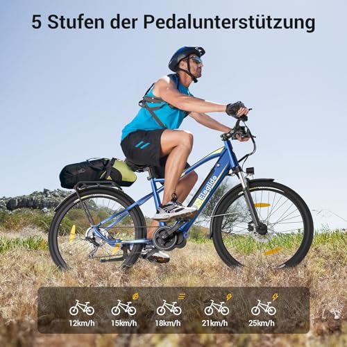 Eleglide C1/C1 ST E Bike mit Mittelmotor, 27,5 Zoll 70 Nm Elektrofahrrad für Damen und Herren, 250W E-Bike, 14,5 Ah Lithium-Akku, Shimano 7 Gänge Trekking Ebike, cityräder 25km/h bis zu 150KM (C1)