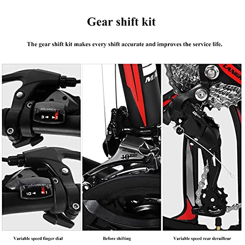 Wmmner Mountainbike für Erwachsene, Karbonstahl, 21/24/27 Geschwindigkeiten, Leichtmetallfelgen mit versteckter Scheibenbremse und abschließbarer Aufhängung Gabel/Rot/21 Geschwindigkeit/Rot/27 Gesc