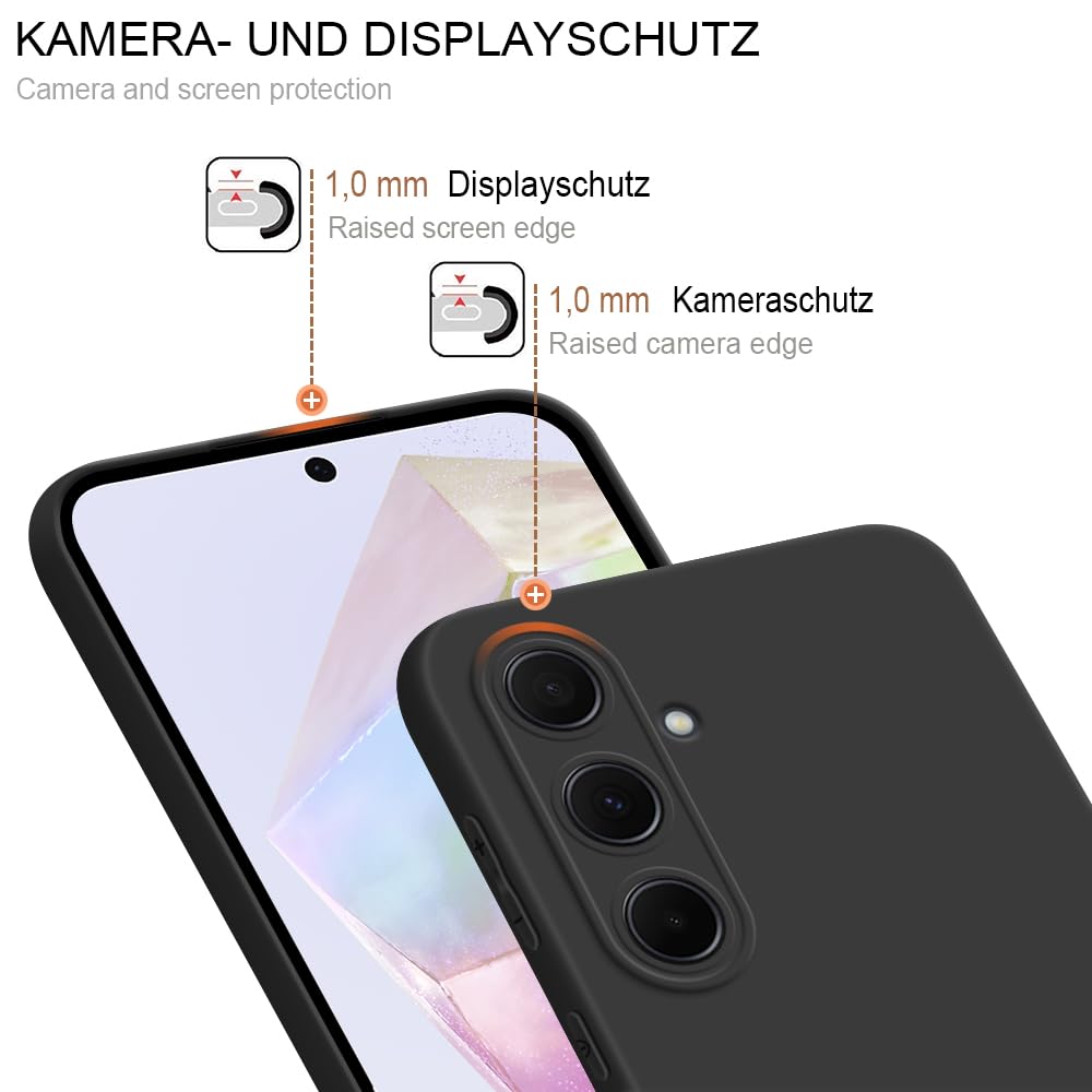 HSP Hülle für Samsung Galaxy A35 5G [Staubabweisend] Handyhülle | Premium TPU Silikon Case Schutzhülle | Kratzfest Stoßfest Fallschutz | Kameraschutz Displayschutz | Passgenau Dünn Matt | Schwarz