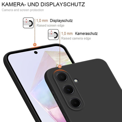 HSP Hülle für Samsung Galaxy A35 5G [Staubabweisend] Handyhülle | Premium TPU Silikon Case Schutzhülle | Kratzfest Stoßfest Fallschutz | Kameraschutz Displayschutz | Passgenau Dünn Matt | Schwarz