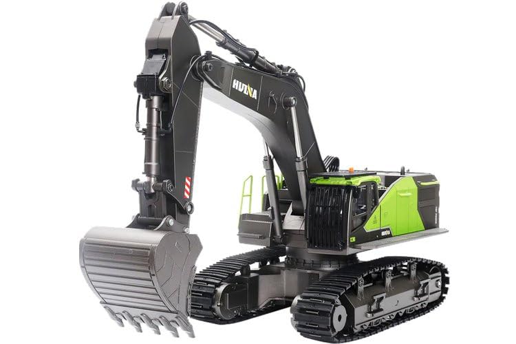 Generisch Huina 1593 Ferngesteuertes Baggerspielzeug, RC-Bagger-Sandkasten mit voll funktionsfähiger Bagger-Fernbedienung und Metallschaufel, ferngesteuert, mit Akku und Ladegerät, 2 Akkus, 3 Aufsätze