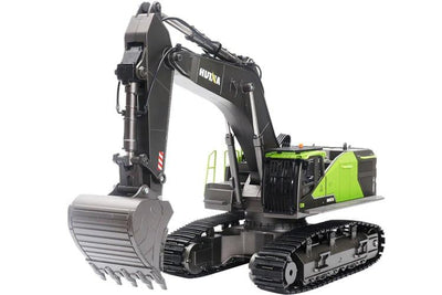 Generisch Huina 1593 Ferngesteuertes Baggerspielzeug, RC-Bagger-Sandkasten mit voll funktionsfähiger Bagger-Fernbedienung und Metallschaufel, ferngesteuert, mit Akku und Ladegerät, 2 Akkus, 3 Aufsätze