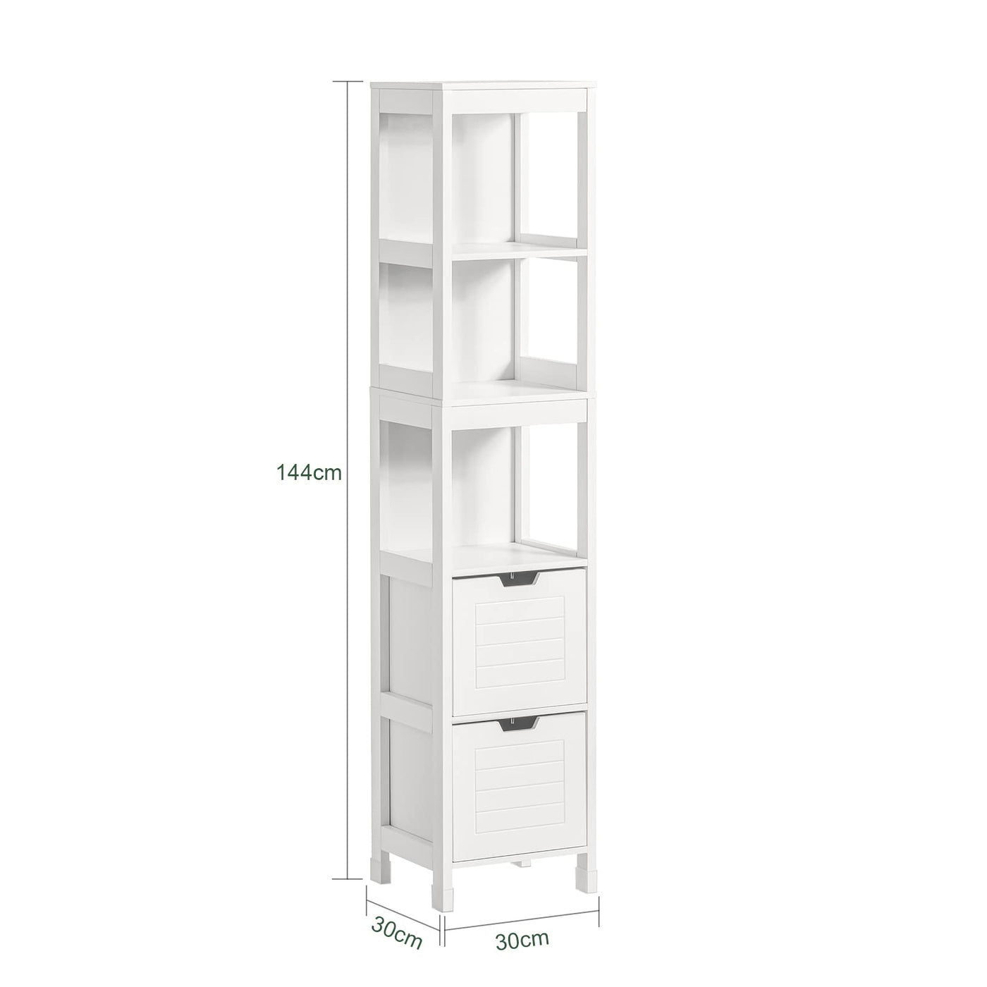 SoBuy FRG126-W Hochschrank für Bad Badmöbel Badezimmer Badregal mit Fußpolster weiß BHT ca. 30x144x30cm