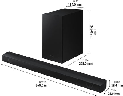 Samsung HW-B540 2.1-Kanal B-Soundbar (Deutsches Modell), Dolby 2.0 und DTS Virtual:X, Adaptive Sound Lite, Game Mode [2022], Schwarz