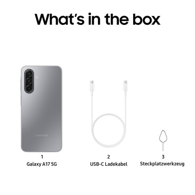 Samsung Galaxy A17 5G AI Smartphone, KI-Handy mit Android, Dünner 7,5-mm-Rahmen, 50-MP-Kamera, 128 GB Speicher, 4 GB RAM, 5.000-mAh-Akku, Gray, 2,5 Jahre Herstellergarantie [Exklusiv auf Amazon]