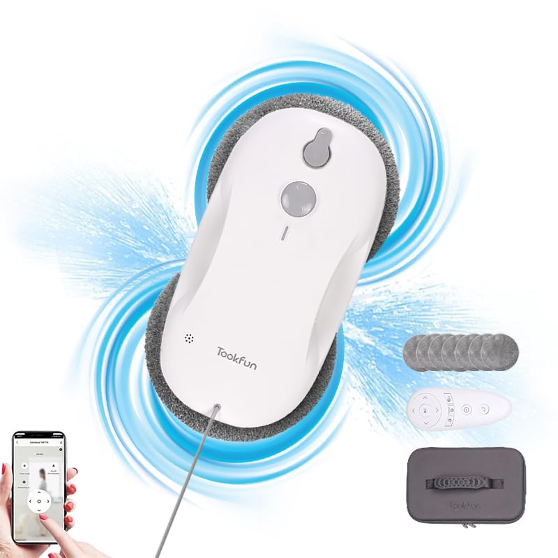 TookFun CW-1 Glasreiniger Roboter Automatische Wassersprüh- und Wegplanung für Fenster, Glas, Fliesen, Badezimmer (White)