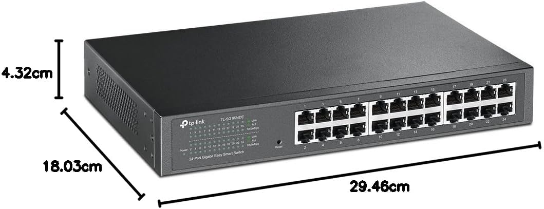 TP-Link TL-SG1024DE 24 Port Gigabit Netzwerk Managed Switch (Rackmount, 24*RJ-45 Ports, Metallgehäuse, IGMP-Snooping, Plug-und-Play, lebenslange Garantie) schwarz
