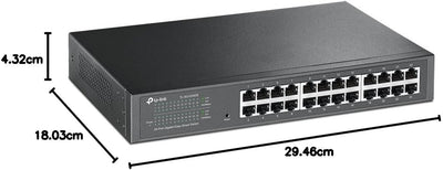 TP-Link TL-SG1024DE 24 Port Gigabit Netzwerk Managed Switch (Rackmount, 24*RJ-45 Ports, Metallgehäuse, IGMP-Snooping, Plug-und-Play, lebenslange Garantie) schwarz
