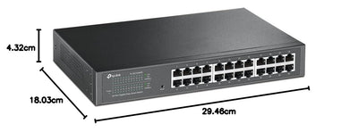 TP-Link TL-SG1024DE 24 Port Gigabit Netzwerk Managed Switch (Rackmount, 24*RJ-45 Ports, Metallgehäuse, IGMP-Snooping, Plug-und-Play, lebenslange Garantie) schwarz
