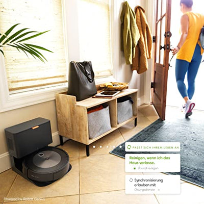 iRobot® Roomba® j7+ WLAN-fähiger Saugroboter mit automatischer Absaugstation, Kartierung und Zwei Gummibürsten für alle Böden -Objekterkennung und -vermeidung - Lernt und kartiert