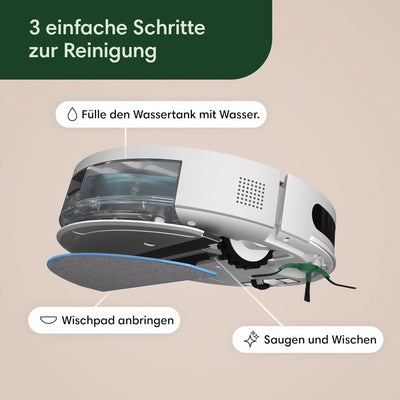 iRobot Roomba Combo Essential Saug- und Wischroboter (Y0112), leistungsstarkes Saugen und Wischen, 4-Stufen-Reinigungssystem, 3 Saugstufen, Spot-Cleaning, steuerbar über App, Tasten oder Sprache, Weiß