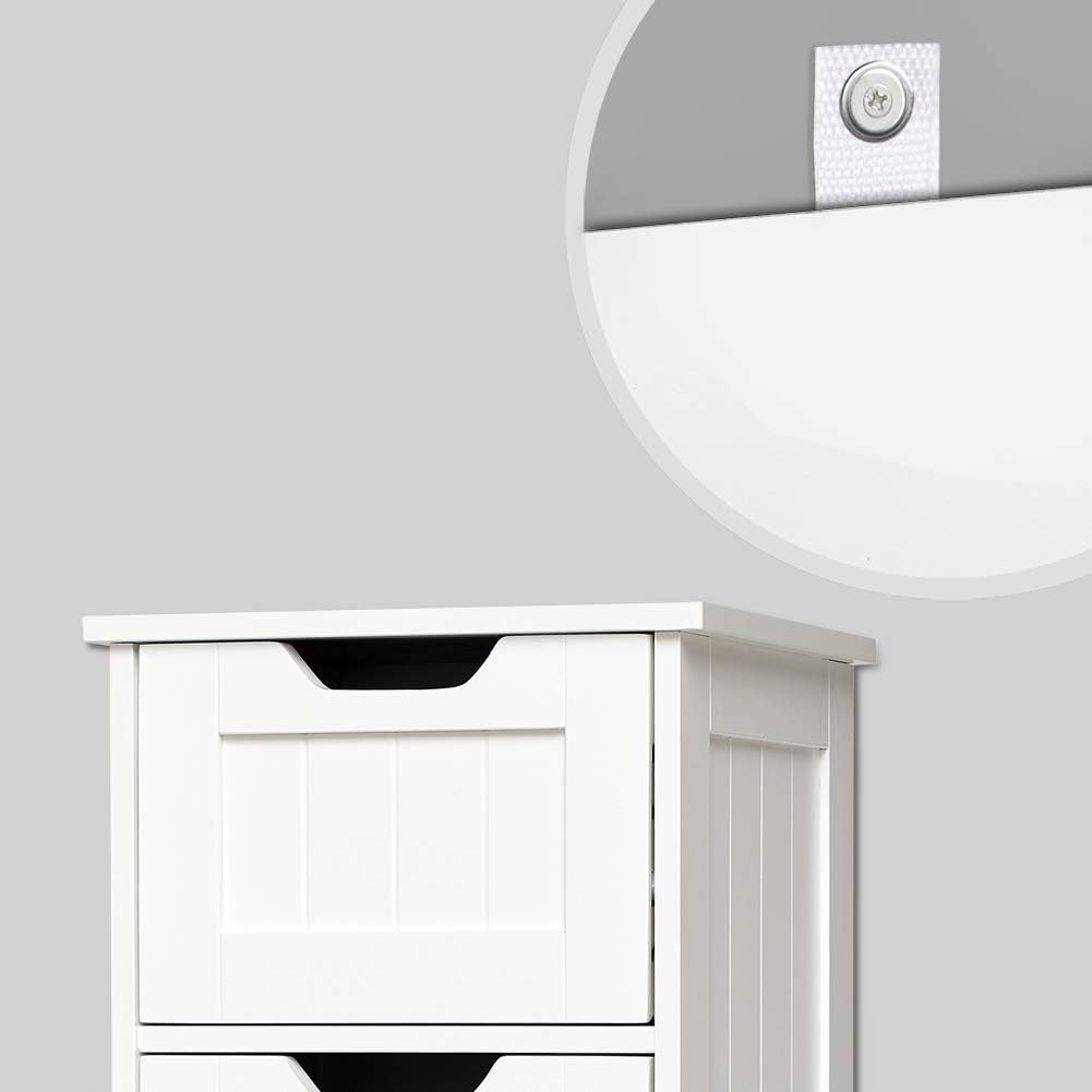 Mondeer Badezimmerschrank, Badschrank Schmal Kommoden mit Schubladen aus Holz Weiß 30 x 30 x 82 cm für Bad Wohnzimmer Flur Schlafzimmer