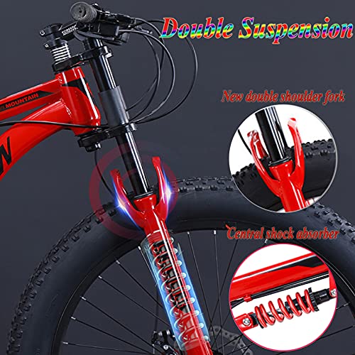 Wmmner Hardtail Mountainbike mit 61 cm (24 Zoll) Fettreifen für Männer und Frauen, Mountainbike für Erwachsene mit doppelter Federung, Offroad-Fahrrad mit verstellbarem Sitz und Doppel-Bremse