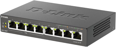 D-Link DGS-1008P, 8-Port Unmanaged PoE+ Gigabit Switch (8 Anschlüsse mit 10/100/1000 Mbit/s, 4 davon mit PoE-Unterstützung, 60W PoE Kapazität, Plug & Play, lüfterlos, Metallgehäuse)