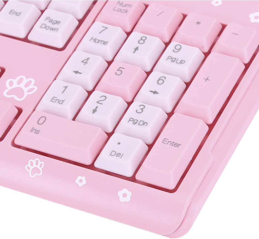 Sxhlseller 104 Tasten USB Wired Keyboard, QWERTY Ultra Thin Cartoon Computer Keyboard, wasserdichte Universal Mechanische Tastatur für Home Business Office Game(Rosa)