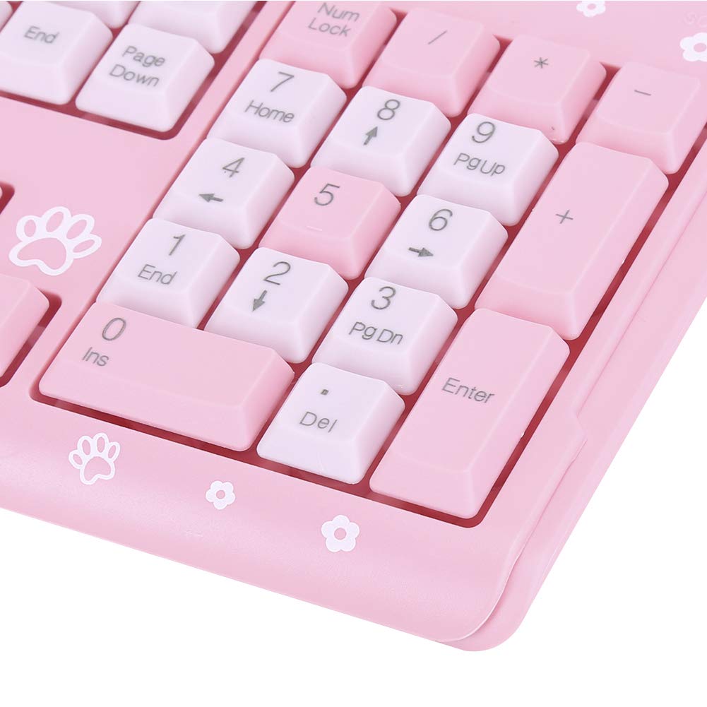 Sxhlseller 104 Tasten USB Wired Keyboard, QWERTY Ultra Thin Cartoon Computer Keyboard, wasserdichte Universal Mechanische Tastatur für Home Business Office Game(Rosa)