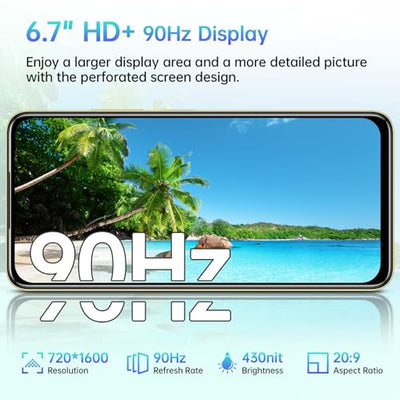OUKITEL C65 Android 15 Handy Ohne Vertrag, 16GB+128GB/1TB Smartphone Ohne Vertrag, 6.7" HD+ 90Hz Handy Günstig, 50MP+8MP, 5150mAh Simlockfreie Handys, Dual SIM 3 Steckplatz/Fingerabdruck/3.5mm Jack