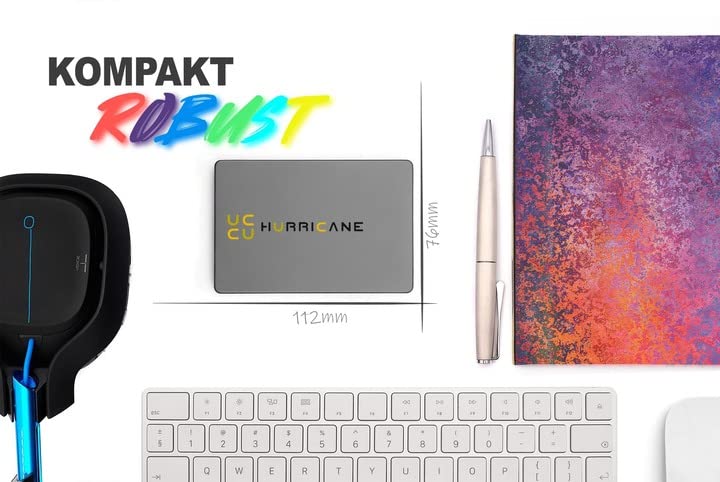 HURRICANE MD25C3 Externe Festplatte 1TB 2,5" USB-C Speicher für Fotos TV PC Laptop PS4 PS5 Xbox kompatibel mit Windows Mac Linux - grau