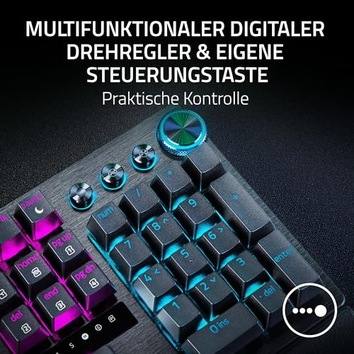 Razer Huntsman V3 Pro - Analoges optisches E-Sport-Keyboard Snap Tap & Rapid Trigger (Schnellfeuer-Modus, Multifunktionaler Drehregler, Doubleshot-PBT-Tastenkappen) DE-Layout | Schwarz