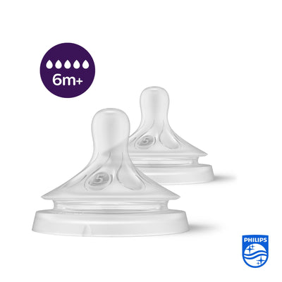 Philips Avent Natural Response Sauger – 2x Sauger für Babyflaschen mit Durchflussstärke 5, für Babys ab 6 Monaten, BPA-frei (Modell SCY965/02)