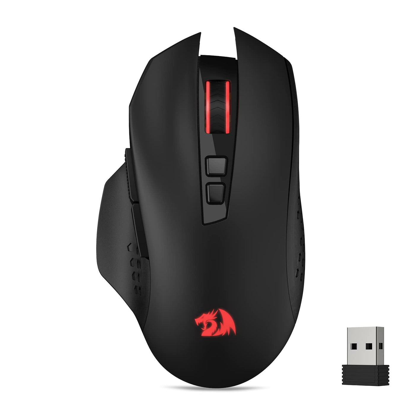 Redragon M656 Gainer Kabellose Gaming Maus, 4000 DPI 2.4Ghz Maus mit 5 DPI Stufen, 7 Makrotasten, rote LED Hintergrundbeleuchtung & Pro Software/Laufwerk unterstützt, für PC/Mac/Laptop