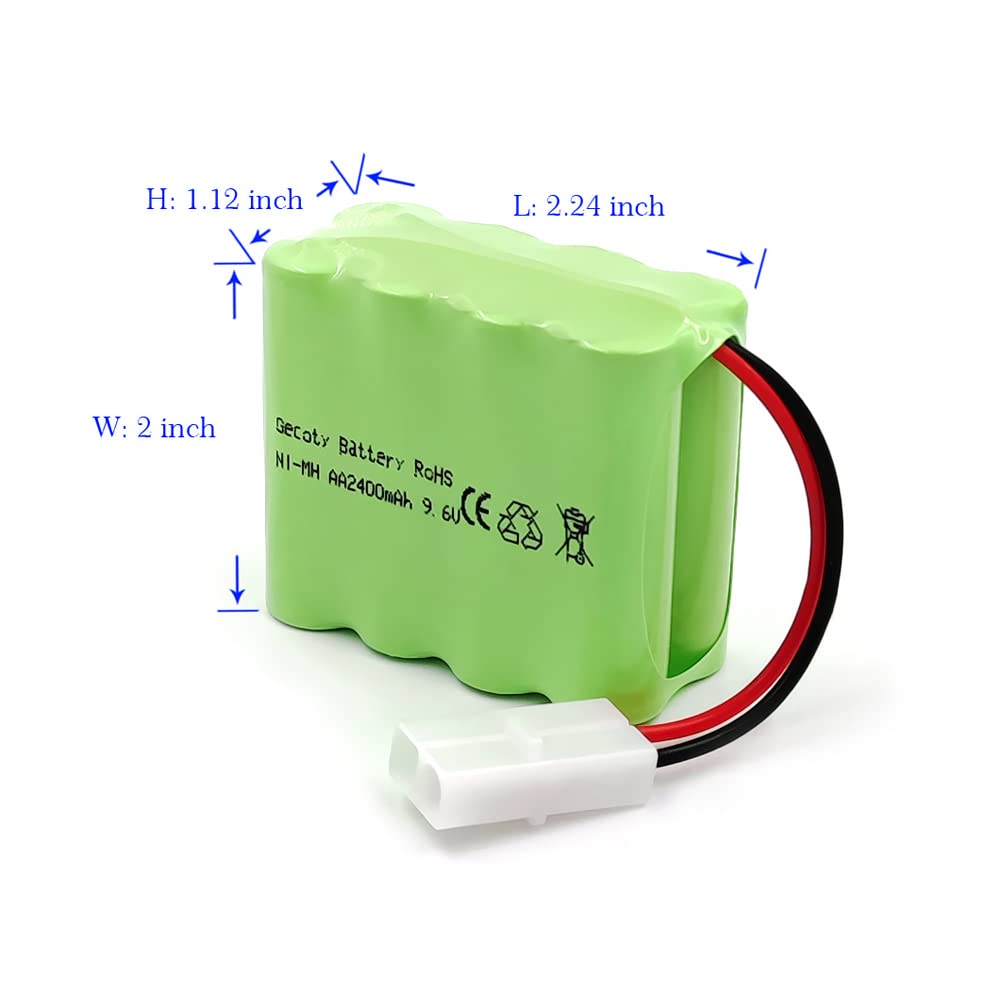 Gecoty® 9.6V NiMH Akku, 2400mAh Wiederaufladbarer AA Akkupack mit USB Ladekabel und KET 2P Anschluss für RC Truck RC Tank und RC Schlachtschiff