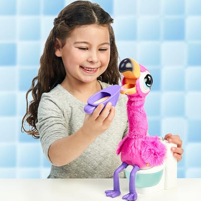 Little Live Pets Flamingo The Poop, Interaktiver Flamingo, der den Hals bewegt und wiederholt, was Sie Sagen, isst und bittet IR zum W.C, trocknet und wiederholt, berühmt, (LPG00000)