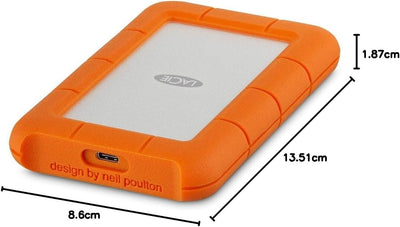 LaCie Rugged 2TB tragbare externe Festplatte, 2.5 Zoll, PC & Mac, inkl. USB-C w/o USB-A Kabel, inkl. 2 Jahre Rescue Service, Modellnr.: STFR2000800