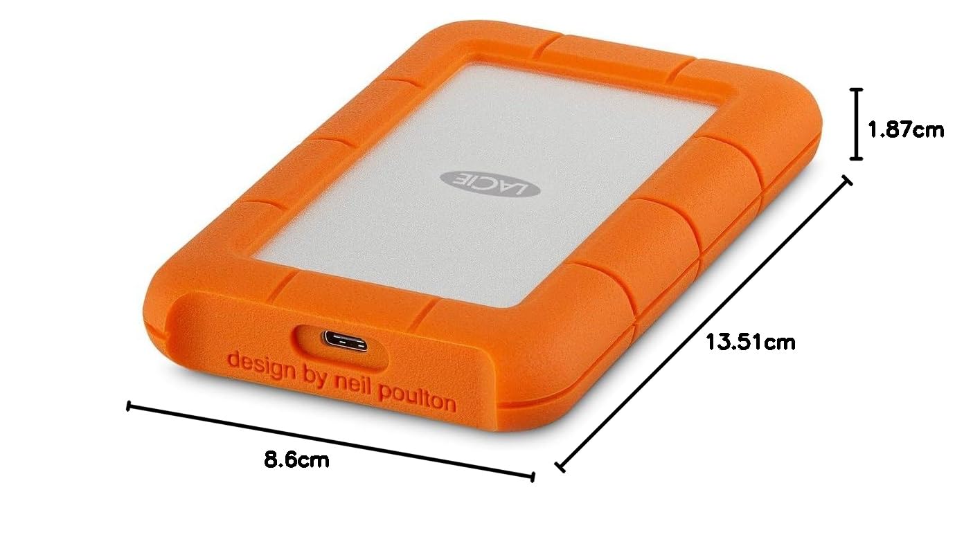 LaCie Rugged 2TB tragbare externe Festplatte, 2.5 Zoll, PC & Mac, inkl. USB-C w/o USB-A Kabel, inkl. 2 Jahre Rescue Service, Modellnr.: STFR2000800