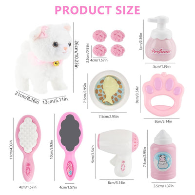 Lotvic Interaktives Haustier Katze, Spielzeug Katze für Kinder, Interaktives Plüschtier Katze mit Gehen, Bellen, Schwanzwedeln, Realistische Interaktive Haustierkatze, für Kinder ab 2 Jahren