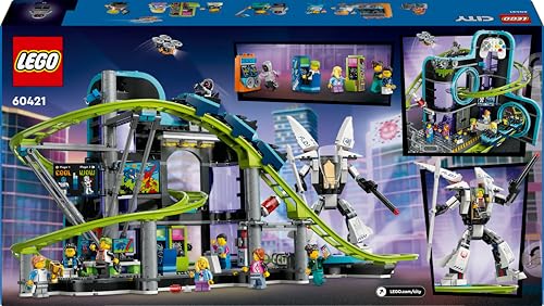 LEGO City Achterbahn mit Roboter-Mech, Spielzeug-Vergnügungspark, Spielset für Jungen und Mädchen ab 8 Jahren, Geschenk für kreative Kinder 60421
