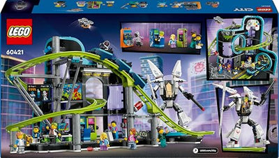 LEGO City Achterbahn mit Roboter-Mech, Spielzeug-Vergnügungspark, Spielset für Jungen und Mädchen ab 8 Jahren, Geschenk für kreative Kinder 60421