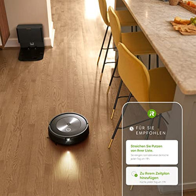 iRobot® Roomba® j7+ WLAN-fähiger Saugroboter mit automatischer Absaugstation, Kartierung und Zwei Gummibürsten für alle Böden -Objekterkennung und -vermeidung - Lernt und kartiert