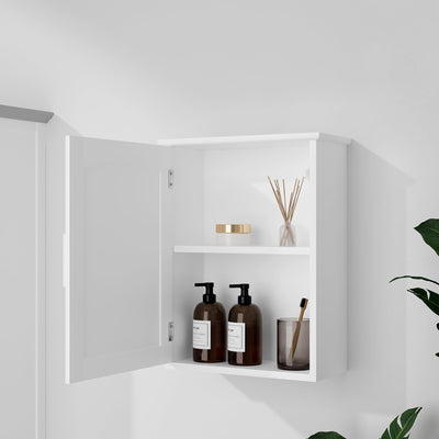 EUGAD Hängeschrank Bad, hängender Badezimmerschrank Badschrank Arzneischrank Medizinschrank, Wandschrank mit Tür, verstellbare Ablage, Weiß, 40x51x17 cm