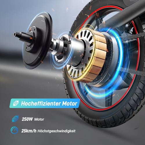 DYU D3S E-Bike Klapprad 14 Zoll - Elektrofahrrad, 25 km/h Höchstgeschwindigkeit, 40 km Reichweite, Scheibenbremsen, faltbar, für Jugendliche und Erwachsene