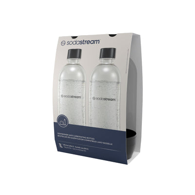 SodaStream DuoPack Tritan 1L Ersatzflaschen für alle gängigen Wassersprudler mit Kunststoff-Flaschen mit Schraubgewinde, 2X 1 L PET-Flasche, Schwarz
