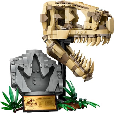 LEGO Jurassic World Dinosaurier-Fossilien: T.-rex-Kopf, Dinosaurier-Spielzeug zum Bauen, Dino-Deko fürs Kinderzimmer, T-Rex-Schädel-Skelett mit Fußabdruck, Geschenk für Jungs und Mädchen 76964