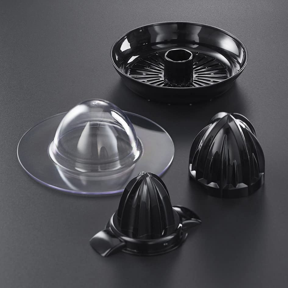 Russell Hobbs Orangenpresse & Zitruspresse elektrisch [links-& rechtsrotierend, 2 Presskegel für Zitronen/Orangen] Edelstahl (Tropf-Stopp-Funktion, spülmaschinenfest, BPA-frei) Saftpresse 22760-56