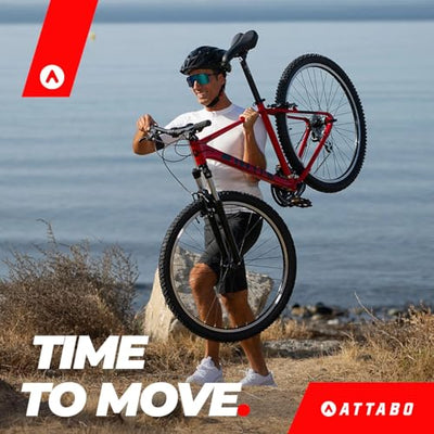ATTABO Herren Fahrrad Alpe 1.0 mit Aluminiumrahmen 19" Ergonomischer Lenker V-Brake Rot Mountainbike mit 29" Rädern mit Zubehör Verstellbarer Sattel 21-Gang Schaltung