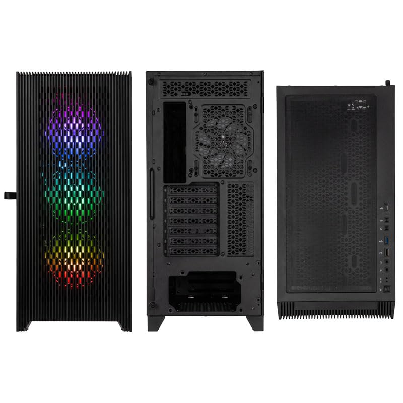 Kolink Unity Lateral ARGB PC-Gehäuse, Vier ARGB-Lüfter, Scharniertür Gehärtetes Glas, 410 mm GPU-Freiheit, E-ATX-Motherboards, Stahl, Mid-Tower-Gehäuse, Schwarz