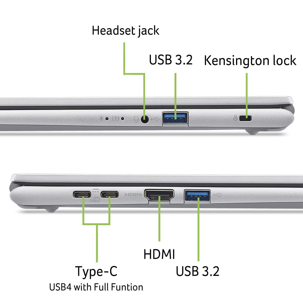 Acer Aspire Go 15 (AG15-72P-792F) Laptop, 15,6" FHD IPS Display, Intel Core 7 150U, 16 GB RAM, 1 TB SSD, Intel Grafik, Windows 11, QWERTZ Tastatur, Silber