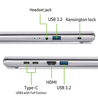 Acer Aspire Go 15 (AG15-72P-792F) Laptop, 15,6" FHD IPS Display, Intel Core 7 150U, 16 GB RAM, 1 TB SSD, Intel Grafik, Windows 11, QWERTZ Tastatur, Silber