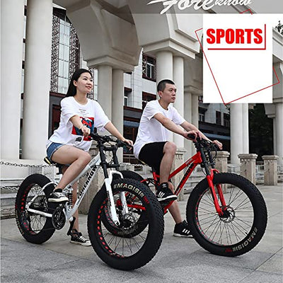 Wmmner Mountainbike, 66 cm (26 Zoll), Mountainbike mit dicken Reifen für Erwachsene, Gänge 7, 21, 24, 27, 30, aus Karbonstahl, starres Mountainbike, Mon-Fahrrad