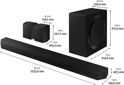 Samsung HW-Q995GD 11.1.4-Kanal Q-Soundbar für TV-Geräte, 4.0.2-Kanal-Rücklautsprecher, Bluetooth-Lautsprecher mit kabellosem Dolby Atmos / DTS:X, Q-Symphony [2024]