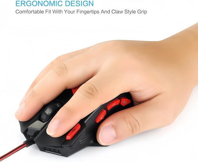zelotes T90 Gaming Maus 9200 DPI, 8 Programmierbare Tasten, Multi-Modi LED, USB Gaming Maus, Gewichtstuning für Pro Gamer