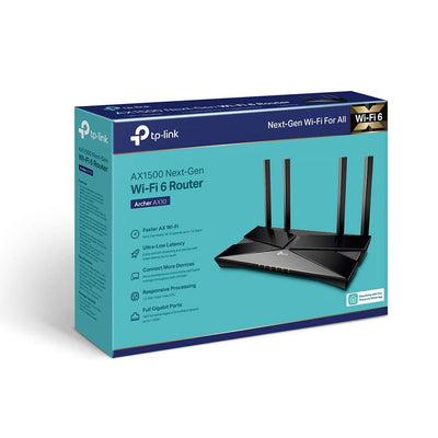 TP-Link Archer AX10 Wi-Fi 6 WLAN Router (1202 Mbit/s 5 GHz, 300 Mbit/s 2,4 GHz, 4 × Gigabit LAN-Ports, Access Point Modus, HomeCare,kompatibel mit Alexa), schwarz