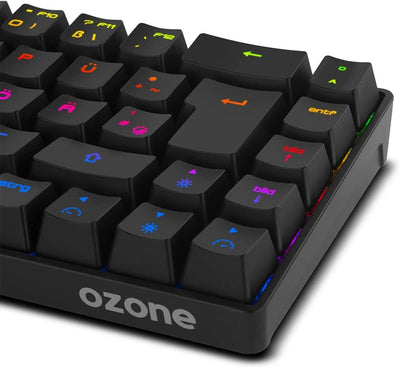 Ozone Gaming Mini Tactical Keyboard -OZTACTICALDE- Mechanische Tastatur ohne Ziffernblock, Bluetooth, Outemu Red Switches, RGB LED Beleuchtung, leise, DE Layout, Schwarz