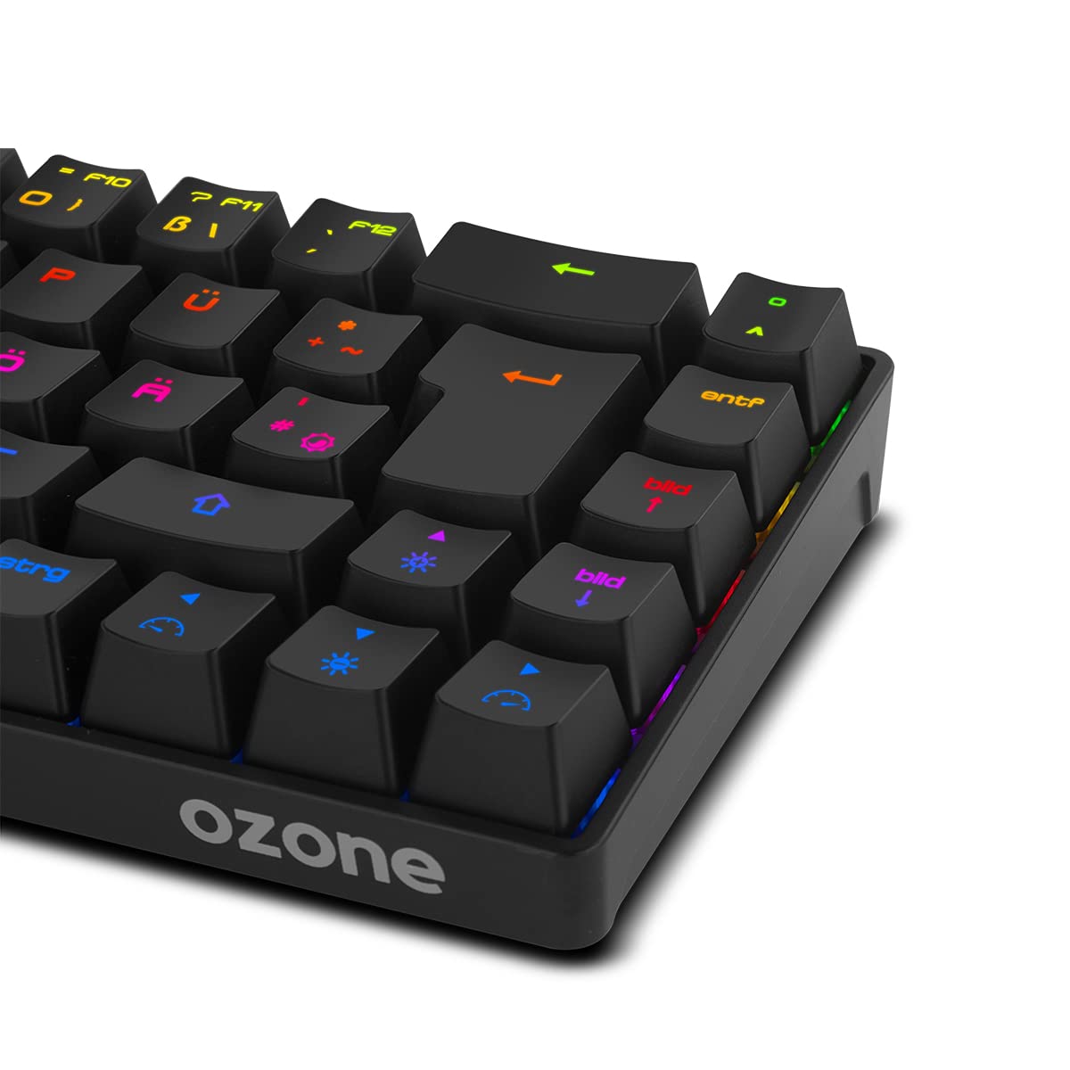 Ozone Gaming Mini Tactical Keyboard -OZTACTICALDE- Mechanische Tastatur ohne Ziffernblock, Bluetooth, Outemu Red Switches, RGB LED Beleuchtung, leise, DE Layout, Schwarz
